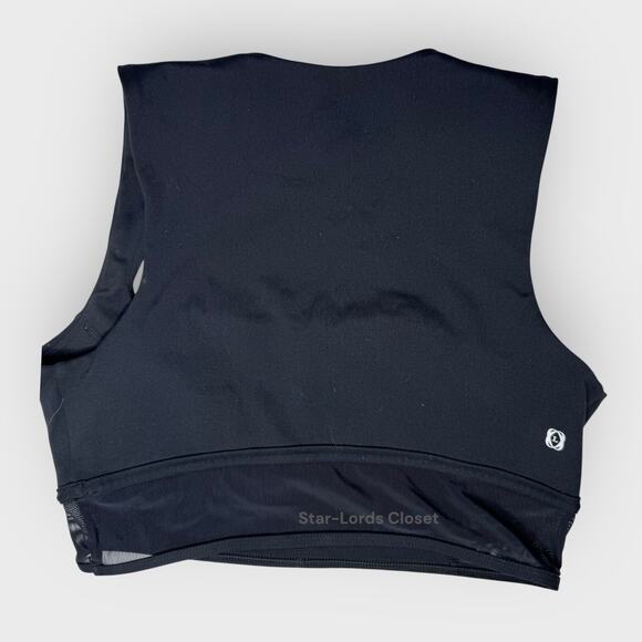 Le Ore Andria Black Sports Bra Small Square Neck Mesh Panel Activewear Fitness - Picture 5 of 5